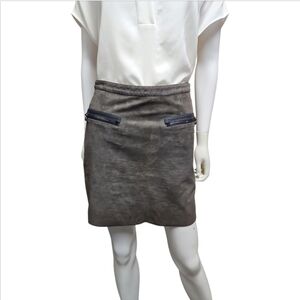 3.1 PHILLIP LIM | Grey Lamb Leather Mini Skirt Size US 4